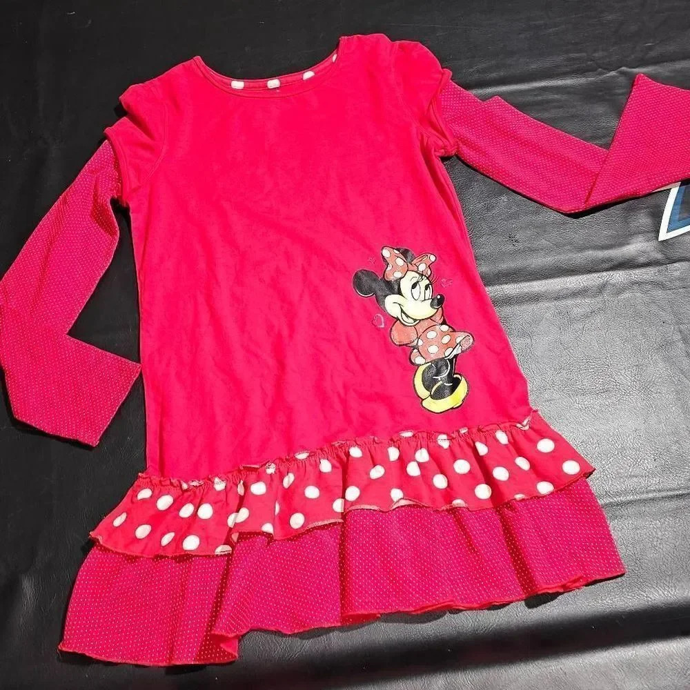 Disney Parks Girls Red Polka Dot Tiered Ruffle Minnie Mouse Dress XL